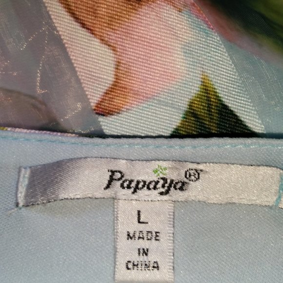 Papaya pink and blue floral sleeveless crop top - Picture 4 of 5